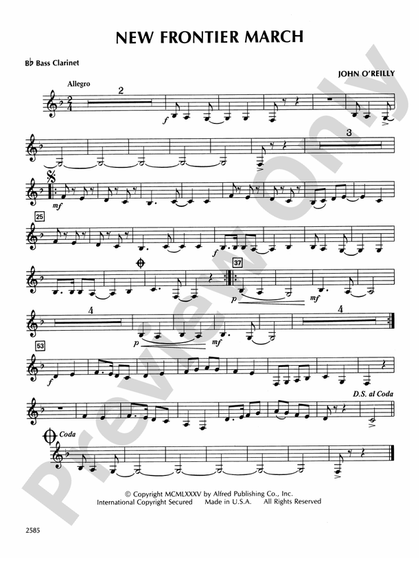 New Frontier March: B-flat Bass Clarinet: B-flat Bass Clarinet Part ...