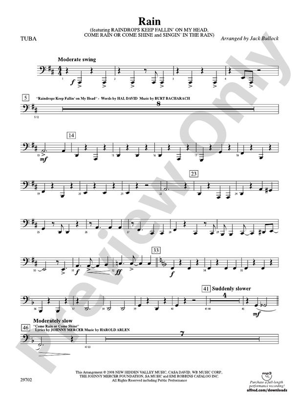 Rain Tuba Tuba Part Digital Sheet Music Download