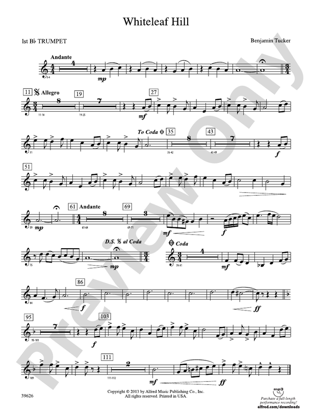 Whiteleaf Hill 1st Bflat Trumpet 1st Bflat Trumpet Part Digital