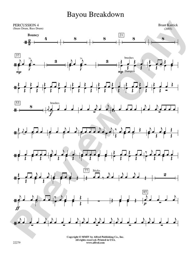 Bayou Breakdown 4th Percussion 4th Percussion Part Digital Sheet Music Download