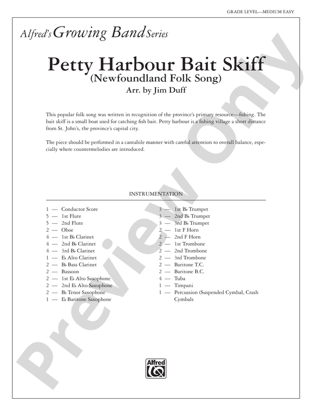 Petty Harbour Bait Skiff Score Concert Band Score Digital Sheet