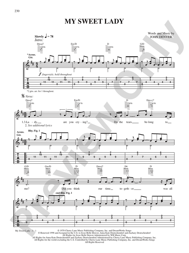 【感謝価格】 Sweet My Lady: Music Sheet Digital - Denver John Guitar: アート・デザイン・音楽