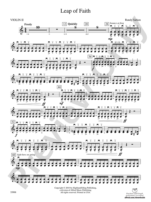 Leap Of Faith: 2nd Violin: 2nd Violin Part - Digital Sheet Music.