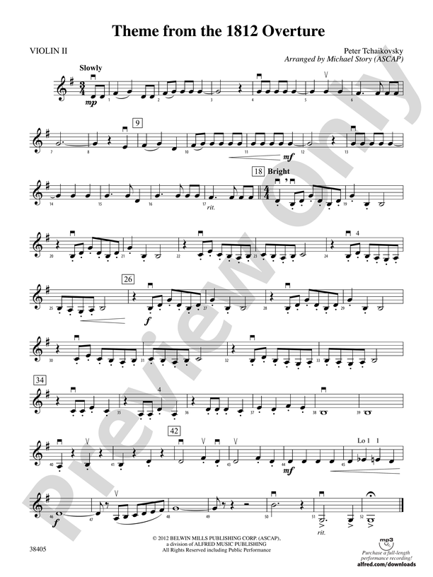 Theme From The "1812 Overture": 2nd Violin: 2nd Violin Part - Digital ...