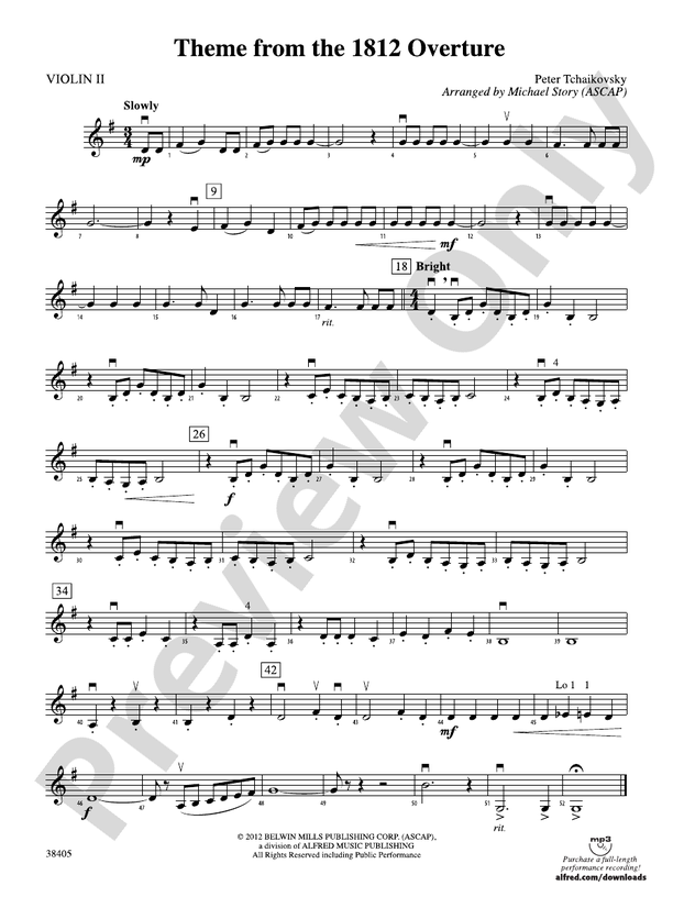 Theme From The 1812 Overture 2nd Violin 2nd Violin Part Digital