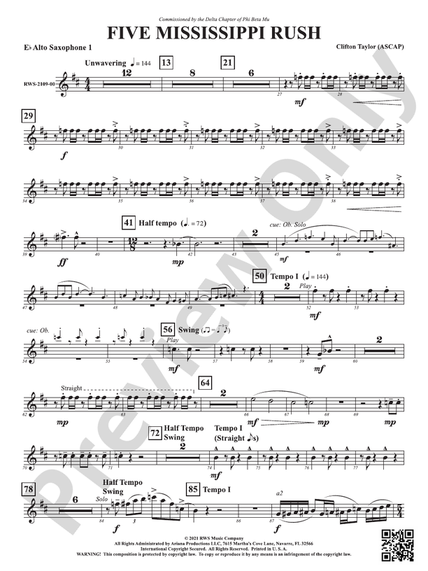 Five Mississippi Rush: 1st E-flat Alto Saxophone: 1st E-flat Alto 