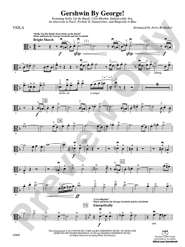 Gershwin by George!: Viola: Viola Part - Digital Sheet Music Download