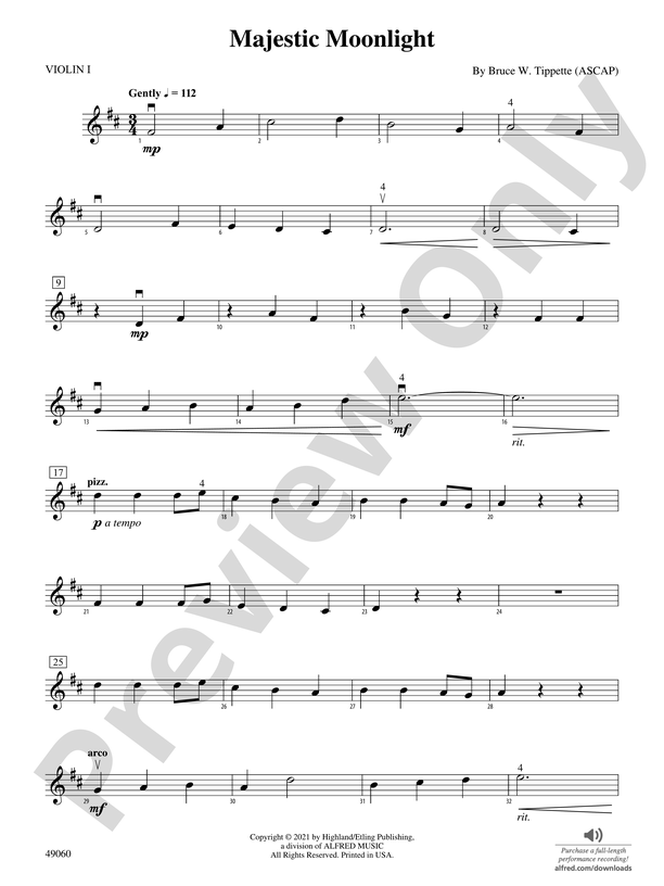 Majestic Moonlight 1st Violin 1st Violin Part Digital Sheet Music Download 