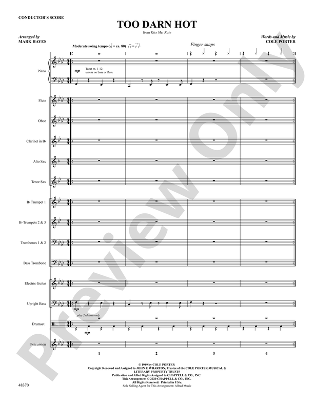 Too Darn Hot Score Choir Score Digital Sheet Music Download 3157