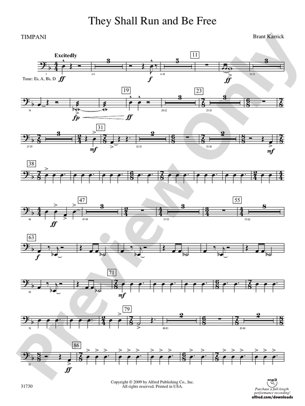 They Shall Run and Be Free Timpani Timpani Part Digital Sheet Music