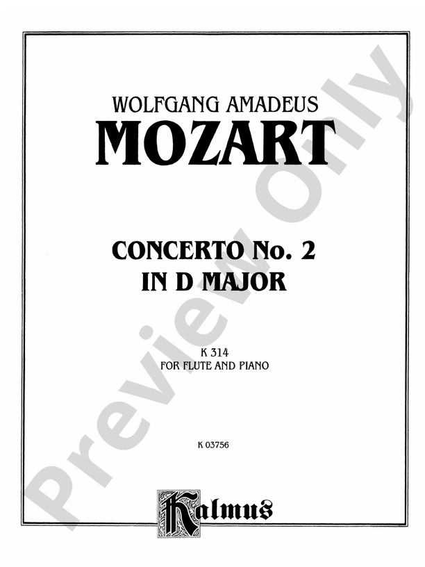 Mozart Concerto No 2 In D Major K 314 Flute Parts Wolfgang Amadeus Mozart Digital 