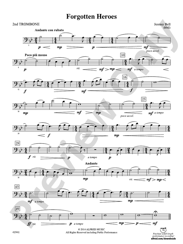 Heroes 2nd Trombone 2nd Trombone Part Digital Sheet Music