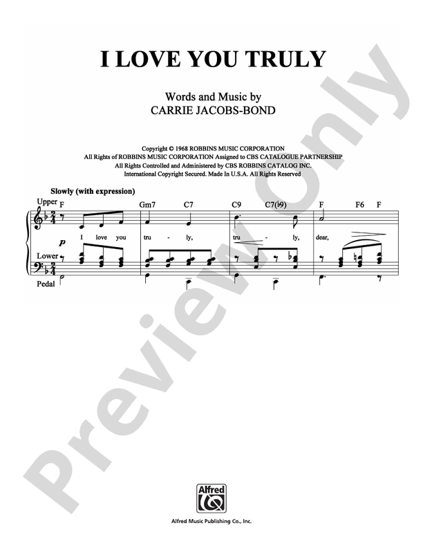 I Love You Truly: Organ: Carrie Jacobs-Bond - Digital Sheet Music Download