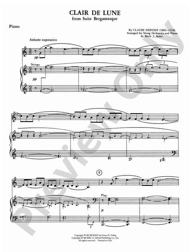 ミュージシャン CLAIR DE LUNE Clair de lune: 1st Violin: 1st Violin Part - Digital Sheet