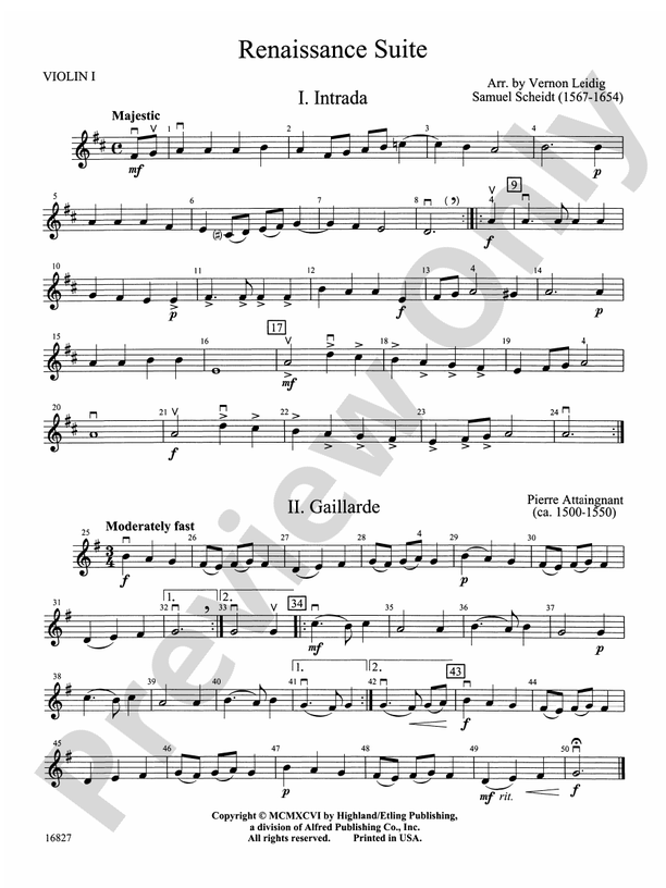 Renaissance Suite 1st Violin 1st Violin Part Digital Sheet Music Download 