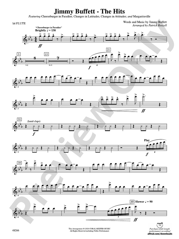 Jimmy BuffettThe Hits Flute Flute Part Digital Sheet Music Download