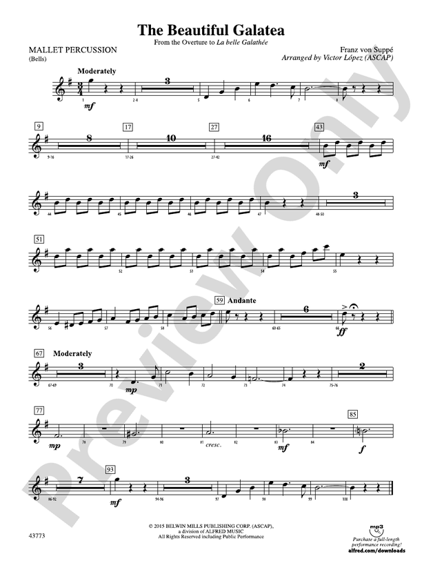 The Beautiful Galatea Mallets Mallets Part Digital Sheet Music Download