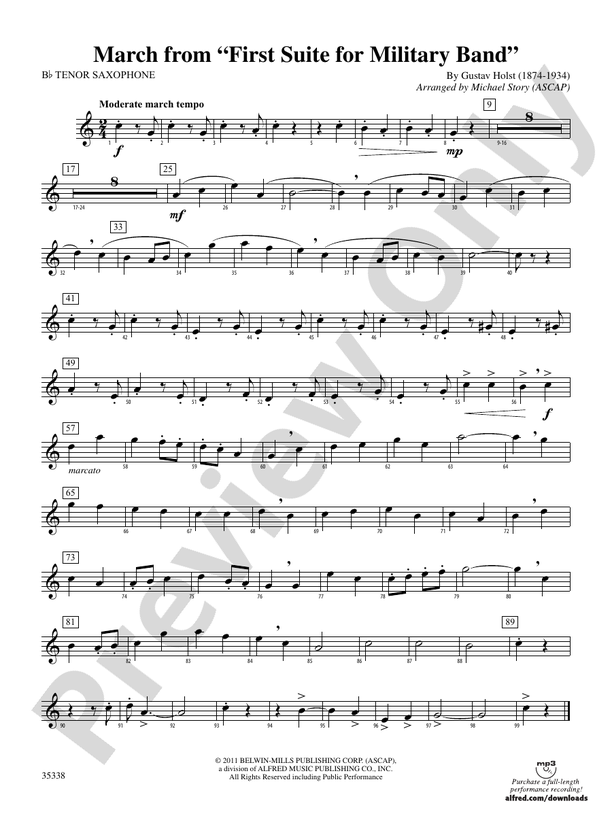 March from First Suite for Military Band: B-flat Tenor Saxophone