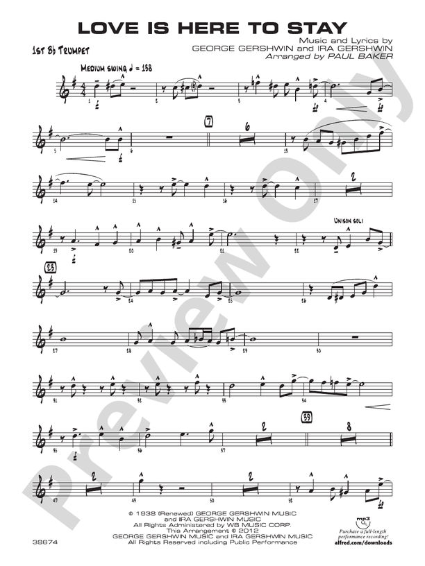 Love Is Here to Stay 1st Bflat Trumpet 1st Bflat Trumpet Part