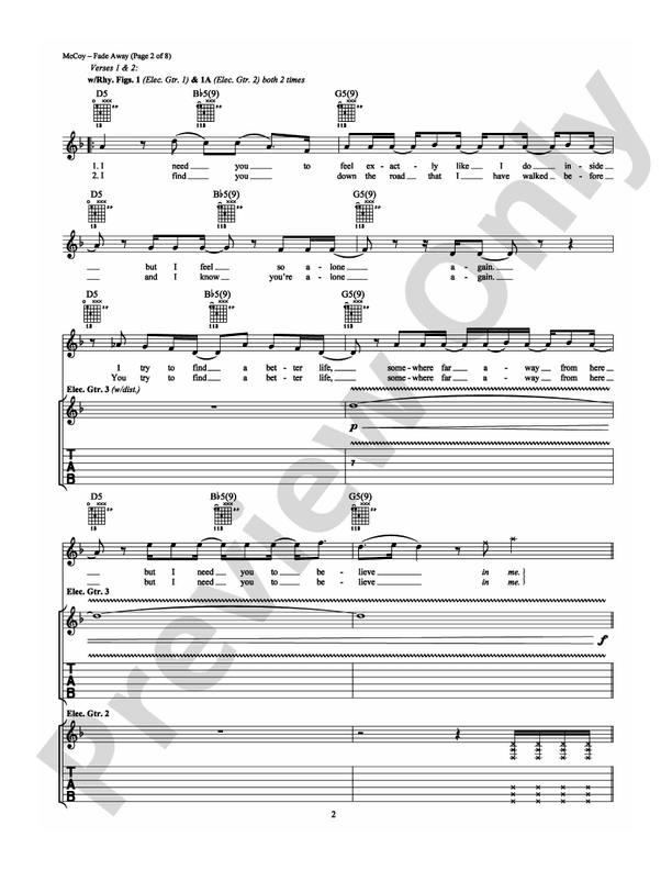 Fade Away Guitar TAB 12 Stones Digital Sheet Music Download