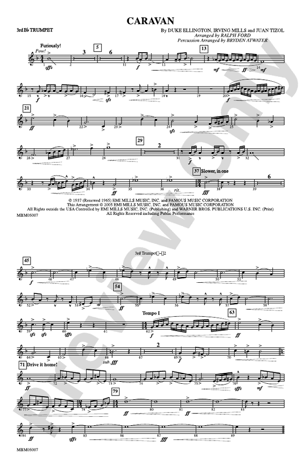 Caravan: 3rd B-flat Trumpet: 3rd B-flat Trumpet Part - Digital Sheet Music Download