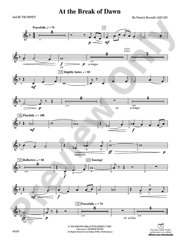 At the Break of Dawn: 2nd B-flat Trumpet