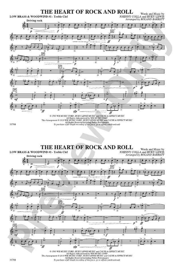 The Heart of Rock and Roll: Low Brass & Woodwinds #1 - Treble Clef