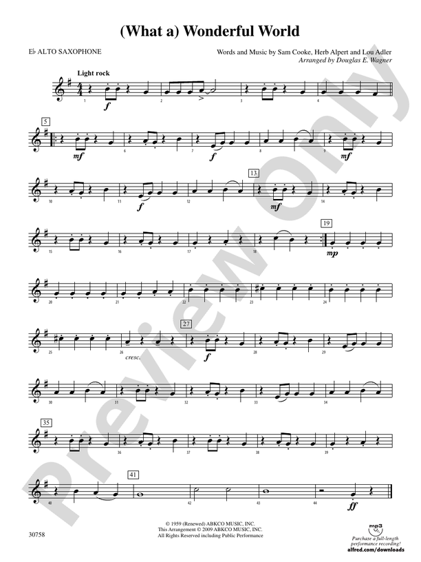 Wonderful World sheet music for guitar (chords) (PDF)