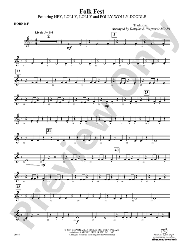 Folk Fest 1st F Horn 1st F Horn Part Digital Sheet Music Download 