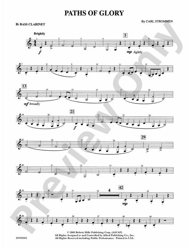 Paths of Glory Bflat Bass Bflat Bass Part