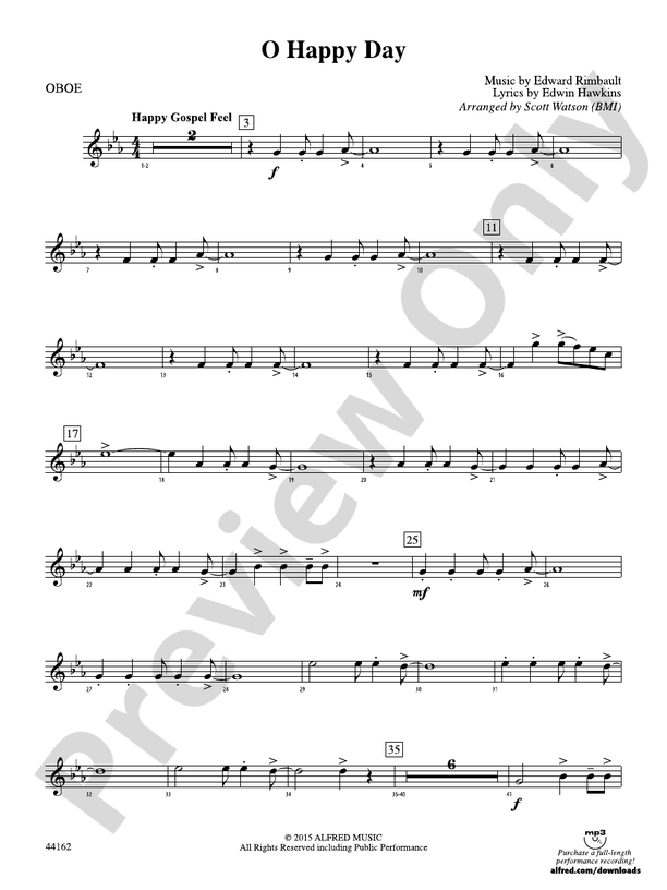O Happy Day: Oboe