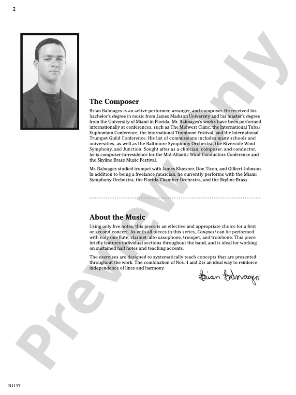 Conquest: Score: : Brian Balmages - Digital Sheet Music Download