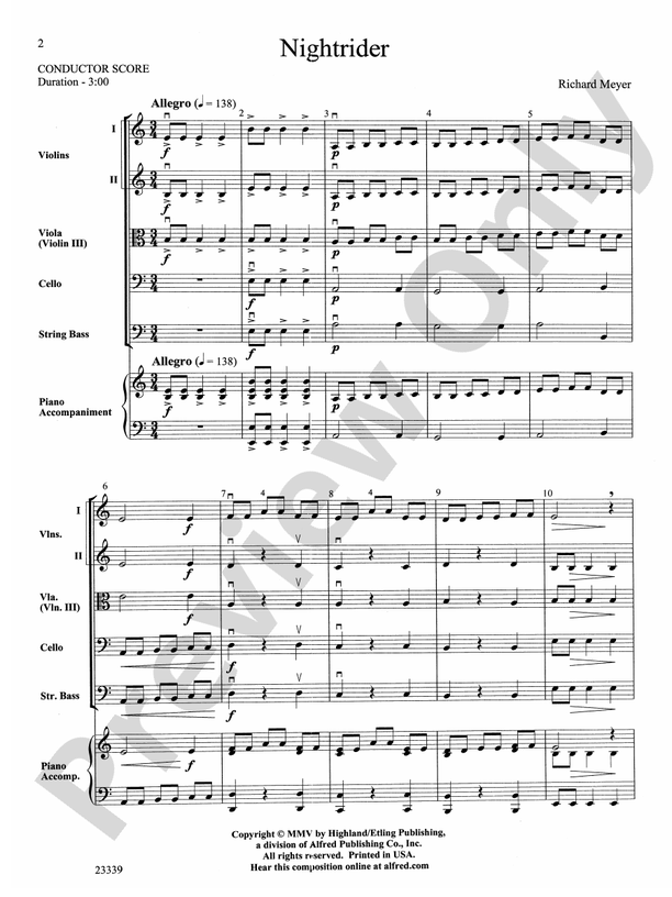 Nightrider: Score: String Orchestra Score - Digital Sheet Music Download