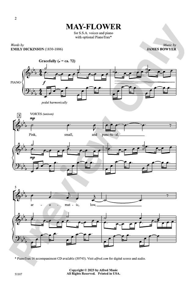 MayFlower SSA Choral Octavo James Bowyer Digital Sheet Music Download