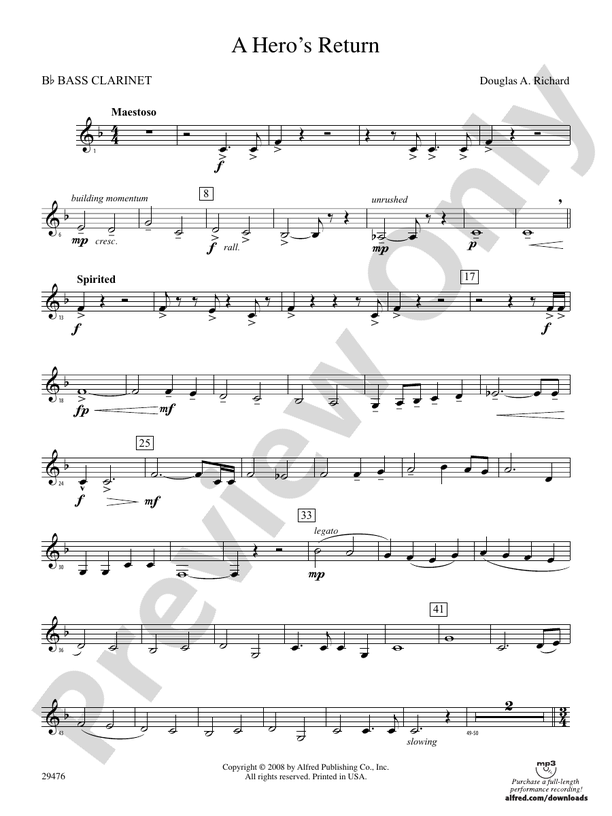 A Hero's Return Bflat Bass Bflat Bass Part