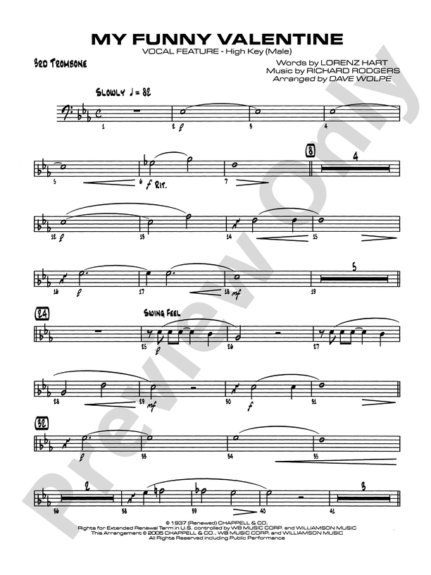 My Funny Valentine: 3rd Trombone