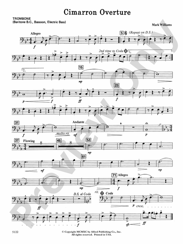 Cimarron Overture: 1st Trombone: 1st Trombone Part - Digital Sheet ...