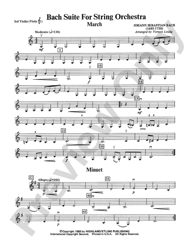 Bach Suite: 3rd Violin (Viola [TC])