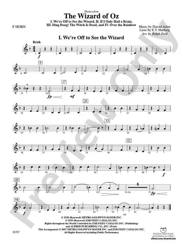 The Wizard of Oz: 1st F Horn