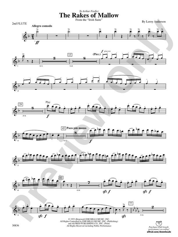 The Rakes of Mallow (from the Irish Suite) 2nd Flute 2nd Flute Part