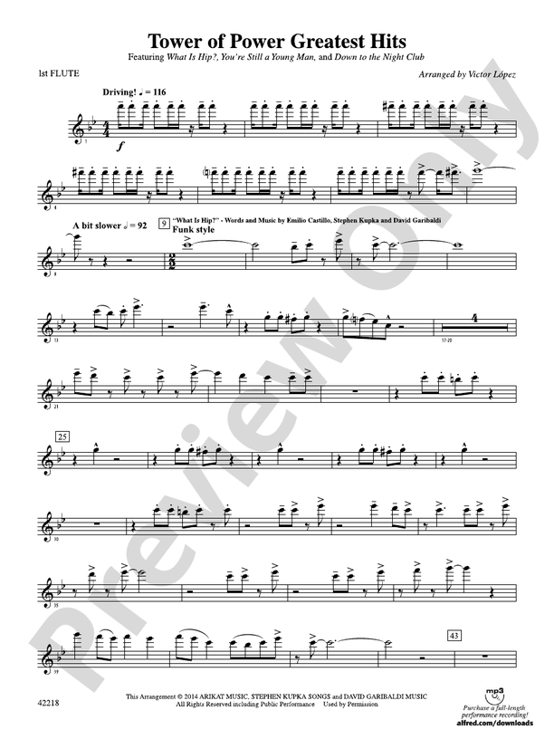Tower of Power Greatest Hits Flute Flute Part Digital Sheet Music
