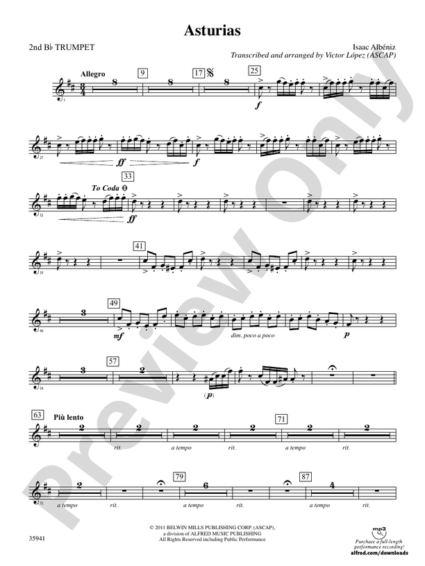 Asturias: 2nd B-flat Trumpet: 2nd B-flat Trumpet Part - Digital Sheet ...