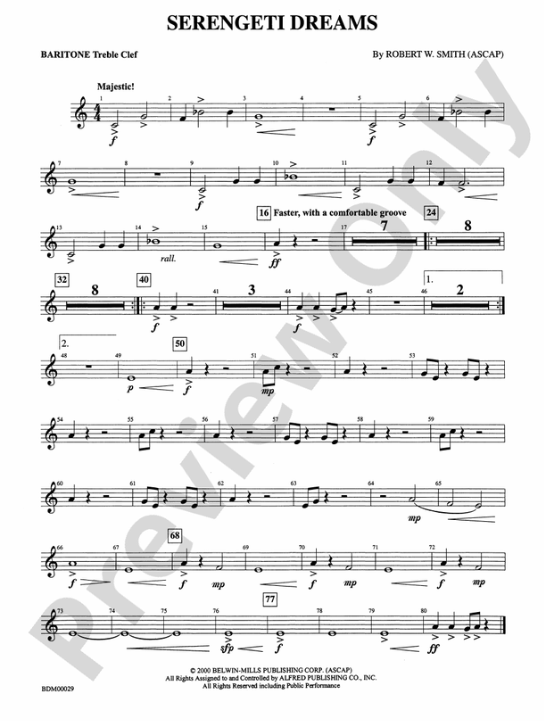 Serengeti Dreams Baritone T C Baritone T C Part Digital Sheet Music Download