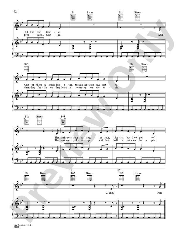 New Routine Piano/Vocal/Chords Fountains of Wayne Digital Sheet