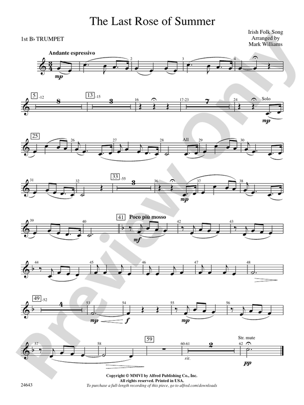 The Last Rose of Summer: 1st B-flat Trumpet: 1st B-flat Trumpet