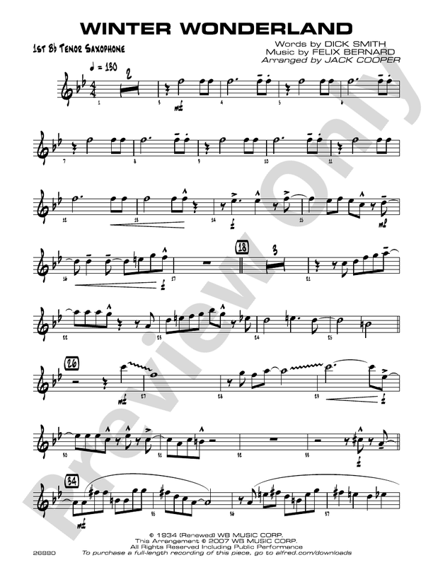 Winter Wonderland: B-flat Tenor Saxophone
