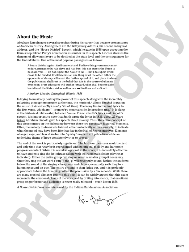 A House Divided Score Brian Balmages Digital Sheet Music Download