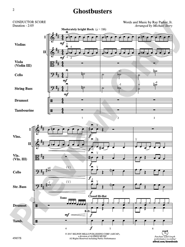Ghostbusters Score String Orchestra Score Digital Sheet Music Download