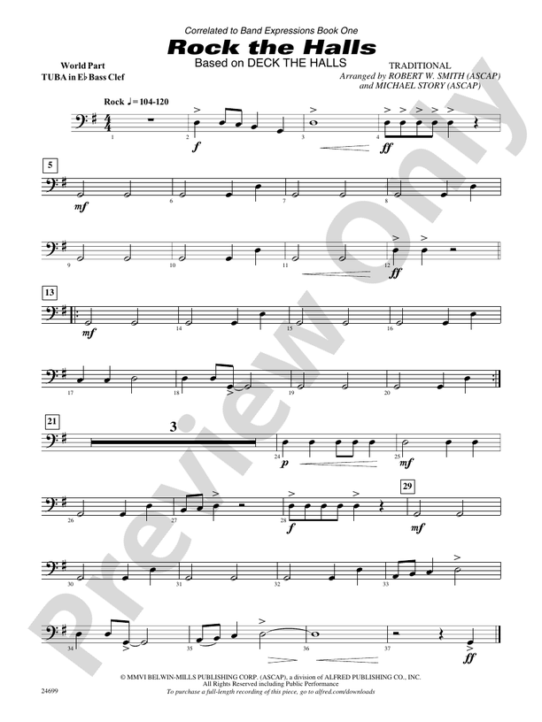 Rock the Halls (Based on "Deck the Halls"): (wp) E-flat Tuba B.C.