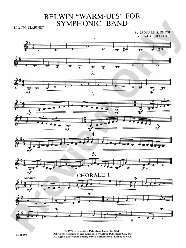Belwin "WarmUps" for Symphonic Band Eflat Alto Eflat Alto
